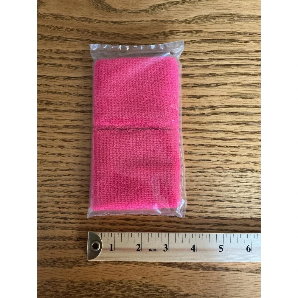 Vintage Disney Mickey Mouse Neon Pink Wristbands Sweatbands Set of 2 Retro 80s